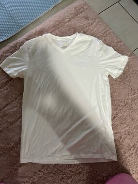 Plain White V-Neck Short Sleeve Tee - Lightweight Everyday Top